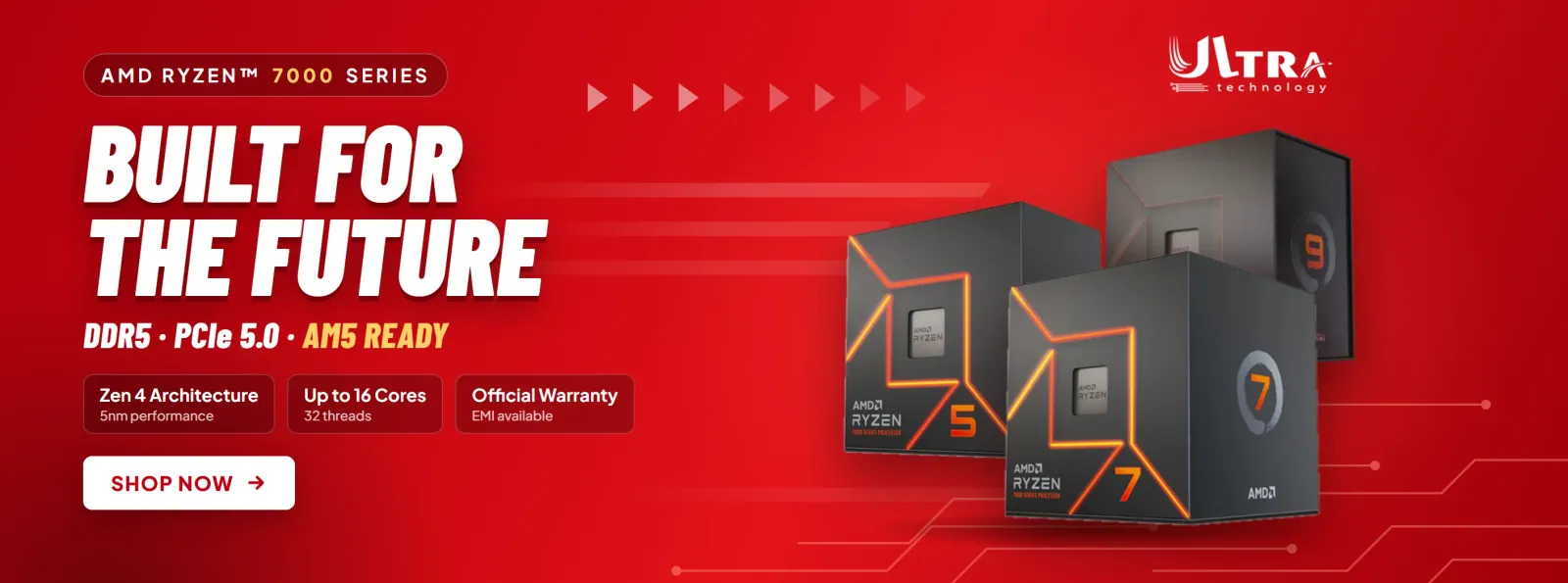 Built for the future — AMD Ryzen 7000 Series processors, DDR5 and PCIe 5.0 ready