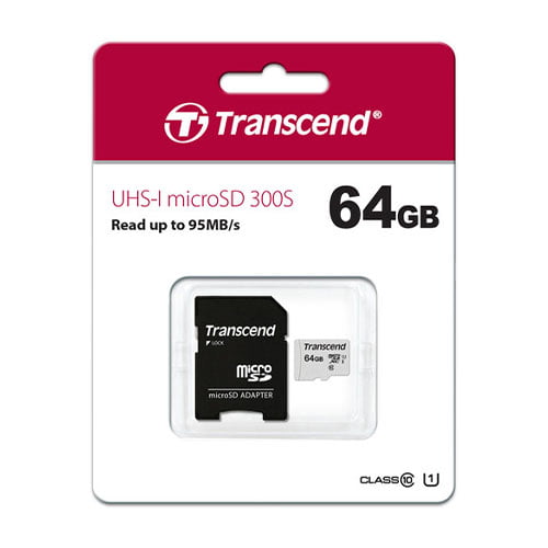Transcend 300S-A 64GB UHS-I microSDXC Memory Card with SD Adapter