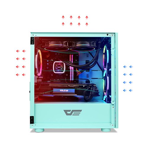 DarkFlash DLM21 Mint Green MESH Micro ATX Computer Case