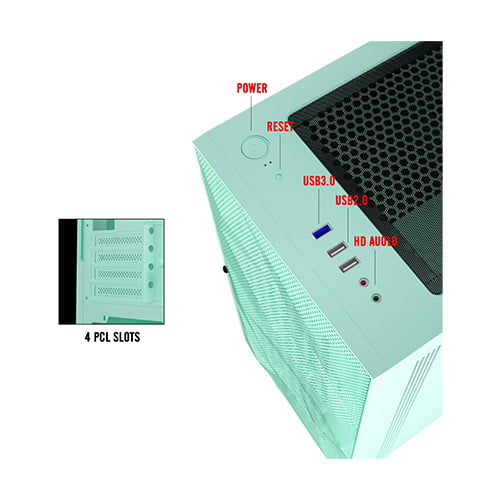 DarkFlash DLM21 Mint Green MESH Micro ATX Computer Case
