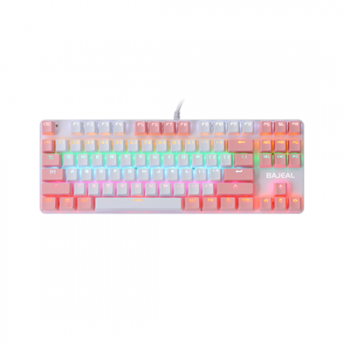 BAJEAL K100 TKL RGB Mechanical Gaming White-Pink Keyboard