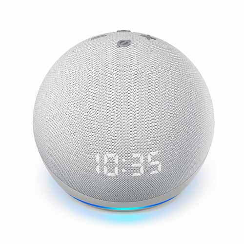 Amazon Echo Dot (4th Gen) Smart speaker with clock and Alexa (Glacier White)