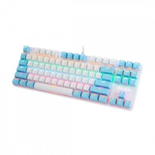 BAJEAL K100 TKL RGB Mechanical Gaming White-Blue Keyboard (Hot-Swappable)
