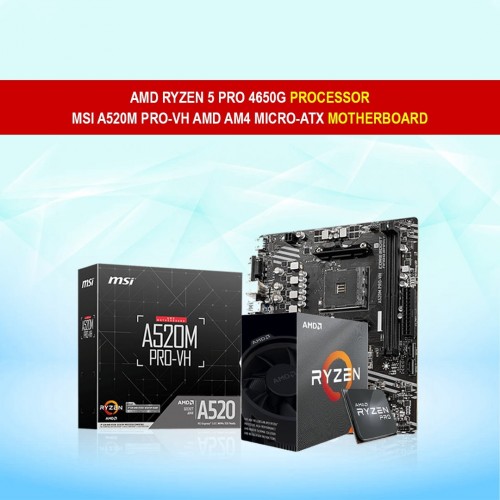 MSI A520M PRO-VH MOTHERBOARD & AMD RYZEN 5 PRO 4650G PROCESSOR COMBO (BUNDLE)