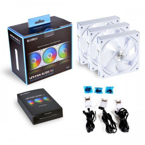 Lian Li UNI FAN AL AL120-3W Revolutionized Daisy-Chain ARGB White Case Fan