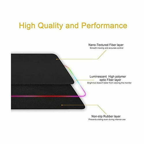 GMS-WT-5 RGB Colorful LED Light Soft Large Gaming Mouse Pad