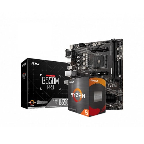 AMD RYZEN 5 5600G RADEON GRAPHICS PROCESSOR AND MSI B550M PRO GEN3 AMD CHIPSET MOTHERBOARD ( WITH PC )