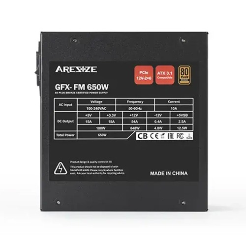 Aresze GFX - FM 650 650 Watt 80Plus Bronze Power Supply