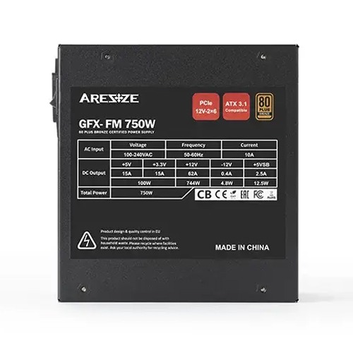 Aresze GFX-FM 750 750 Watt 80Plus Bronze Power Supply