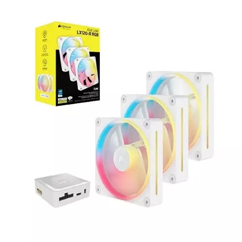 Corsair iCUE LINK LX120-R RGB 120mm PWM Reverse Fans Starter Kit (White)