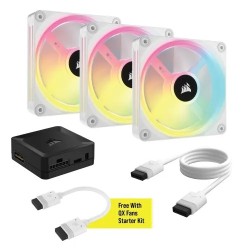 Corsair iCUE LINK QX120 RGB 3 in 1 120mm PWM Case Fan Starter Kit with iCUE LINK System Hub