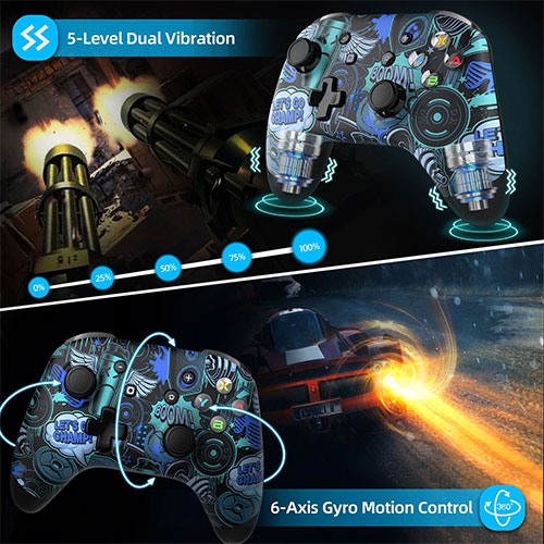 EasySMX Bayard 9124 Tri-Mode Wireless Gaming Blue Controller with Dongle