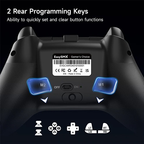 EasySMX X15 RGB Tri-Mode Wireless Controller [Dual Hall Joysticks and Dual Hall Triggers]
