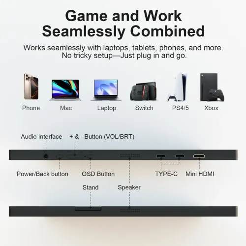 GEESUU LiuHe M156L1F 15.6 Inch FHD IPS Portable Monitor