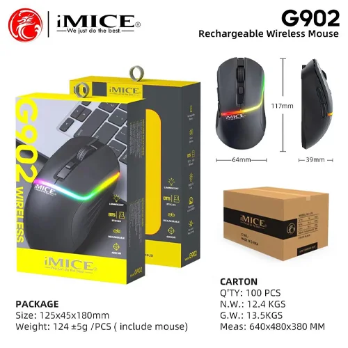 Imice G902 RGB Light Rechargeable Wireless Mouse