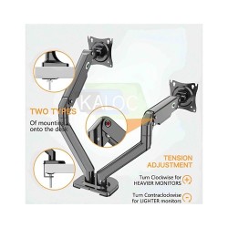 Kaloc DS200-2 Dual 17-32 Inch Adjustable Dual Arm Monitor
