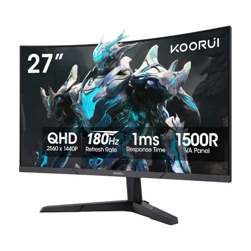 KOORUI 27E6QCA 27 Inch 180Hz 2K QHD VA Curved Gaming Monitor