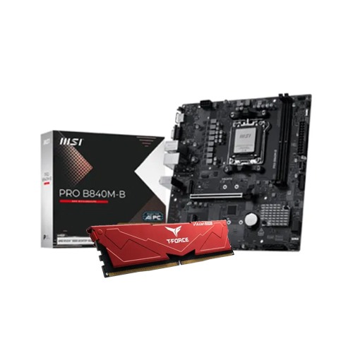 MSI PRO B840M-B mATX Motherboard And TEAM VULCAN RED 8GB DDR5 6000MHz Gaming Desktop RAM Combo