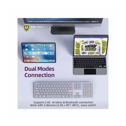 Micropack K-310W (Dual Mode) Grey Slim Keyboard