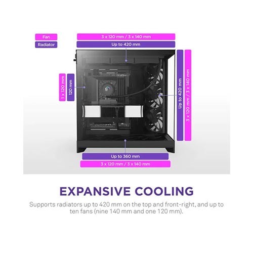 NZXT H9 Flow (2025) Dual-Chamber Mid-Tower ATX Airflow Casing - Black