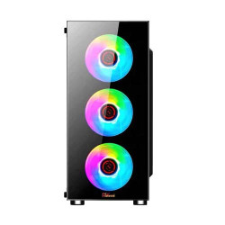 PC Power Crystal Glass Elite Mid Tower Black ATX Gaming Desktop Case #PP-GS2404 Elite
