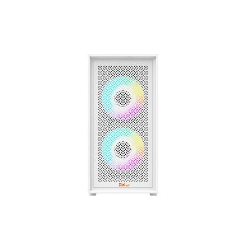 Pc Power Dark Flow Mesh X2 Mid Tower M-ATX Gaming Case With 230W PSU (White)