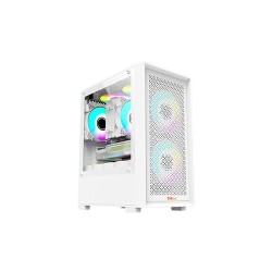 Pc Power Dark Flow Mesh X2 Mid Tower M-ATX Gaming Case With 230W PSU (White)