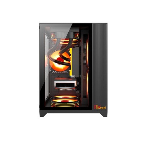 PC POWER ICE CUBE BK 3 ARGB FAN GAMING CASING  WITH 350W PSU