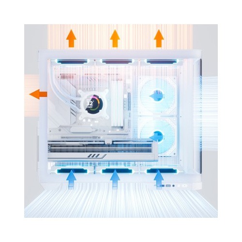 PC POWER  PGH650 ICELAND EDGE WH  9 ARGB FAN ATX CASING