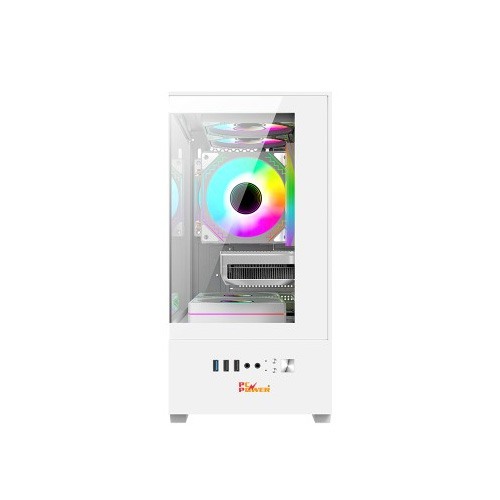 PC POWER RIVER VIEW WH 5 ARGB FAN GAMING CASING WITH 350 PSU