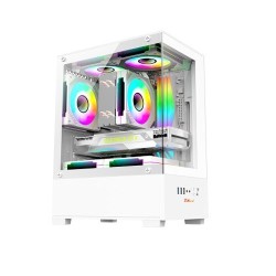PC POWER RIVER VIEW WH 5 ARGB FAN GAMING CASING WITH 350 PSU