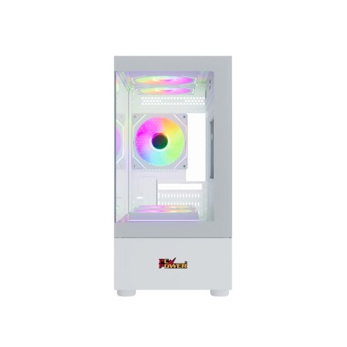 PC POWER GS670 SKYVIEW V2 WHITE 3 FANS GAMING CASE WITH 550W PSU