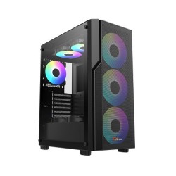 PC Power PG-H450 BK Zero Mesh 4 X ARGB FAN Atx Gaming casing with 550 PSU