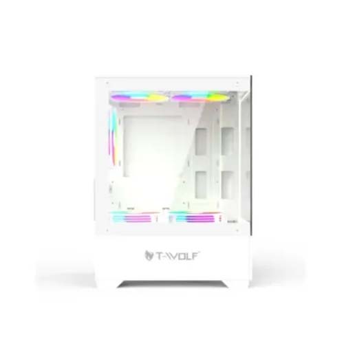 T-Wolf Ice Cooler X5 ARGB M-ATX Mid Tower Gaming Casing White