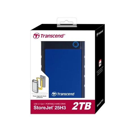 Transcend 2TB StoreJet 25H3 Portable Hard Disk Drive (HDD) Blue