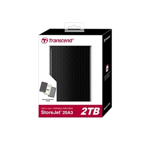 Transcend 2TB StoreJet 25A3 Portable Hard Disk Drive (HDD) Black