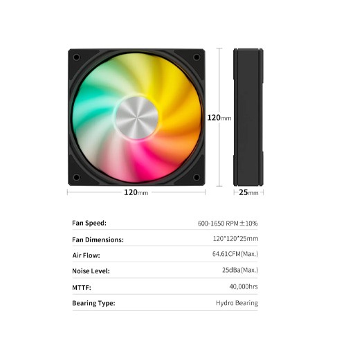 UpHere U3KC1 120mm ARGB Casing Fan (Black)