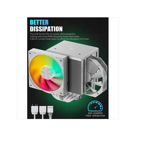 UpHere UE2TC6 ARGB CPU Air Cooler - White