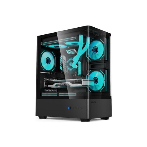 Value-Top NUBIA 20F5-MI Micro ATX Gaming Casing with 5 Infinite Mirror ARGB Fan