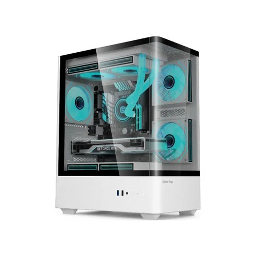 Value-top NUBIA 20F5W-MI Micro ATX Full White Gaming Casing with 5 Infinite Mirror ARGB Fan