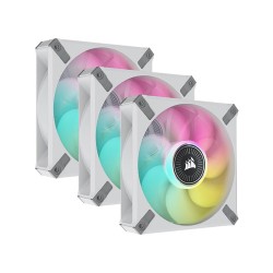 Corsair iCUE ML120 RGB ELITE Premium 120mm PWM Magnetic Levitation Triple Fan Kit with iCUE Lighting Node CORE (White)