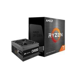 AMD Ryzen 7 5800X Processor And Corsair CV650 650Watt 80 Plus Bronze Certified Power Supply Combo