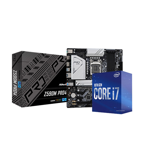 Intel Core i7 10700 10th Gen Processor And ASRock Z590M Pro4 10th and 11th Gen Micro ATX Motherboard Combo