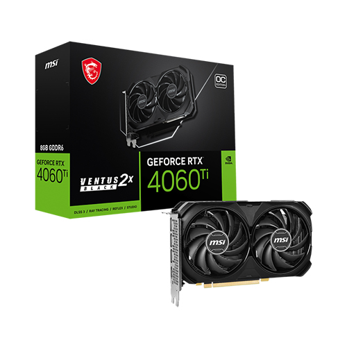 MSI GeForce RTX 4060 Ti VENTUS 2X BLACK 8GB OC GDDR6 Graphics Card