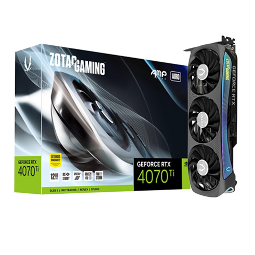 ZOTAC GAMING GeForce RTX 4070 Ti AMP AIRO 12GB GDDR6X Graphics Card ZOTAC GAMING GeForce RTX 4070 Ti AMP AIRO 12GB GDDR6X Graphics Card