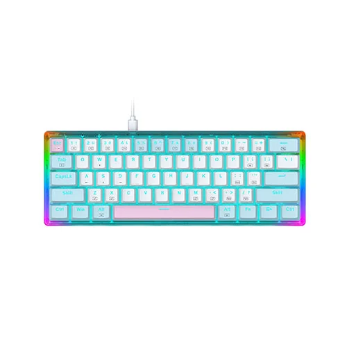 E-YOOSO Z11T (Transparent) Wired 61 Keys Mechanical Gaming Keyboard with Ice Blue Backlit