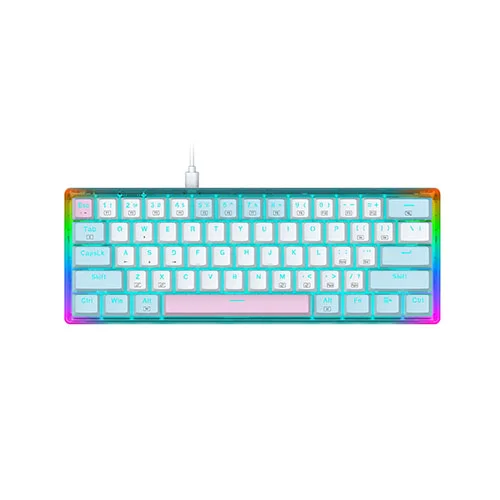 E-YOOSO Z11T (Transparent) Wired 61 Keys Mechanical Gaming Keyboard with Ice Blue Backlit