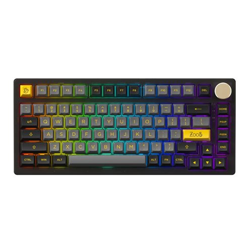 AKKO PC75B Plus V2 Black & Gold 75% Hot Swappable Multi-Modes Crystal White Switch Keyboard