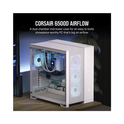 CORSAIR 6500D AIRFLOW Mid-Tower Dual Chamber PC Case - White