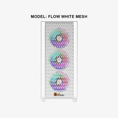 PC Power PP-GS2401 WH Flow White Light Mesh Desktop Gaming Casing